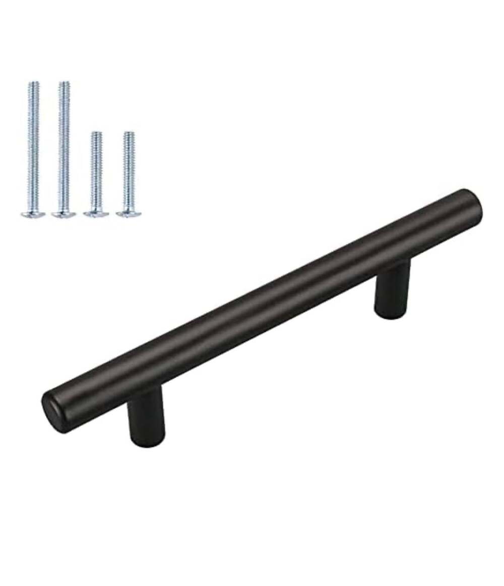 Stainless Steel T-Bar Cabinet Handle Size 4.5 Inch Matte Black 8 pack